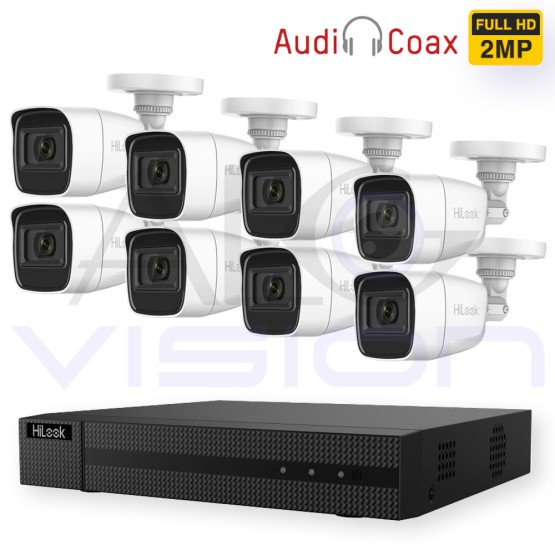 2MP TURBO-HD КОМПЛЕКТ с AudioCoax 8 КАМЕРИ за ВИДЕОНАБЛЮДЕНИЕ и AcuSense DVR 5MP