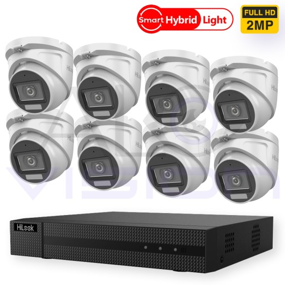 Система за Видеонаблюдение с 8 TURBO-HD Куполни Камери 2MP Smart Hybrid Light и Аcusense DVR 5MP