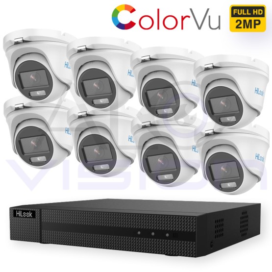 2MP TURBO-HD КОМПЛЕКТ ЗА ВИДЕОНАБЛЮДЕНИЕ с 8 ColorVu КАМЕРИ и AcuSense DVR