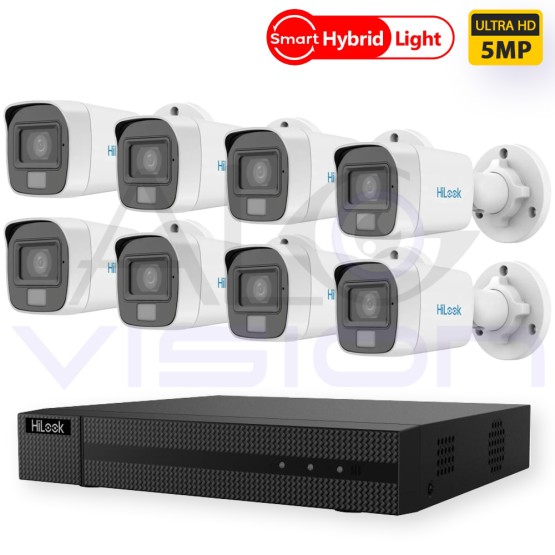 Система за Видеонаблюдение с 8 TURBO-HD Булет Камери 5MP Smart Hybrid Light и Аcusense DVR 8MP