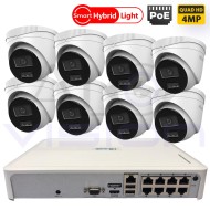 IP PoE 4MP ЦИФРОВ КОМПЛЕКТ ЗА ВИДЕОНАБЛЮДЕНИЕ С 8 Куполни PoE КАМЕРИ Smart Hybrid Light И PoE NVR