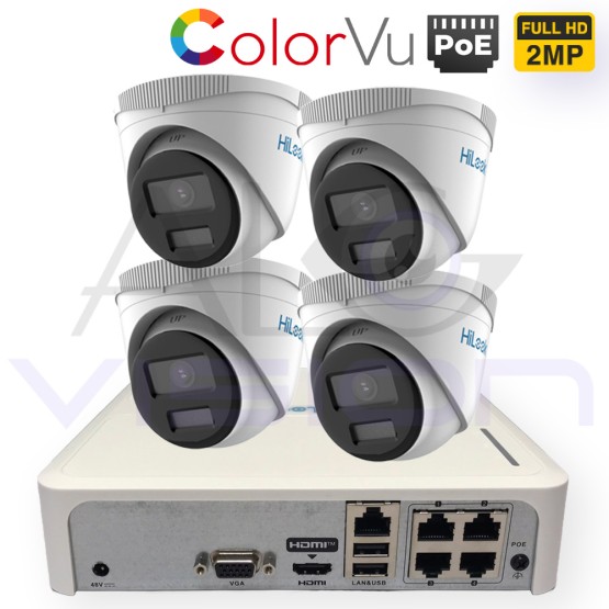 IP PoE ЦИФРОВ КОМПЛЕКТ ЗА ВИДЕОНАБЛЮДЕНИЕ С 4 ColorVu КАМЕРИ И PoE NVR 4CH