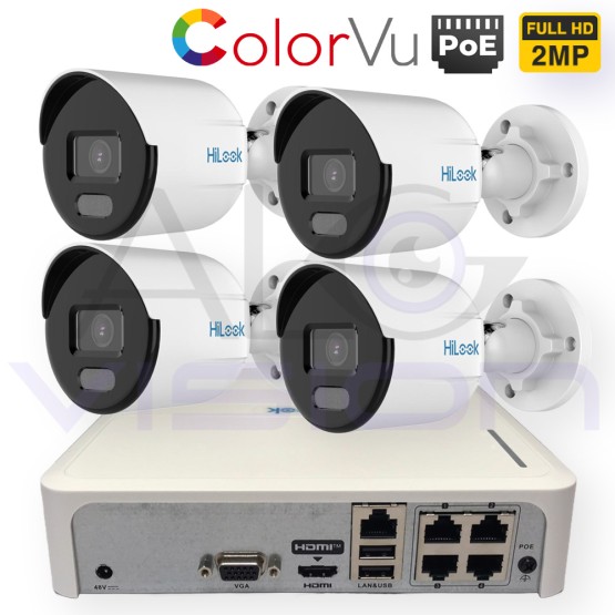 IP PoE ЦИФРОВ КОМПЛЕКТ ЗА ВИДЕОНАБЛЮДЕНИЕ С 4 ColorVu КАМЕРИ И PoE NVR