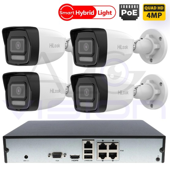 4Mpx IP PoE КОМПЛЕКТ ЗА ВИДЕОНАБЛЮДЕНИЕ с SMART HYBRID LIGHT Камери и PoE NVR 4CH