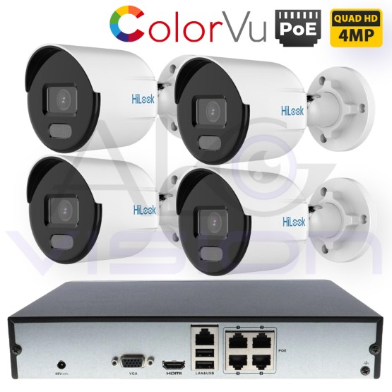 4Mpx IP PoE ЦИФРОВ КОМПЛЕКТ ЗА ВИДЕОНАБЛЮДЕНИЕ С 4 ColorVu КАМЕРИ И PoE NVR