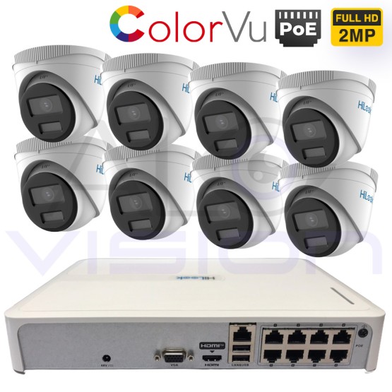 IP PoE ЦИФРОВ КОМПЛЕКТ ЗА ВИДЕОНАБЛЮДЕНИЕ С 8 ColorVu КАМЕРИ И PoE NVR 8CH