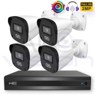 FULL COLOR Комплект За Видеонаблюдение с 2MP Булет Камери и Цветно Нощно Виждане 4CH