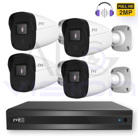 Комплект за Видеонаблюдение С 4 Булет Камери 2MP и Вграден Микрофон и 5MP DVR Penta-Brid 4CH