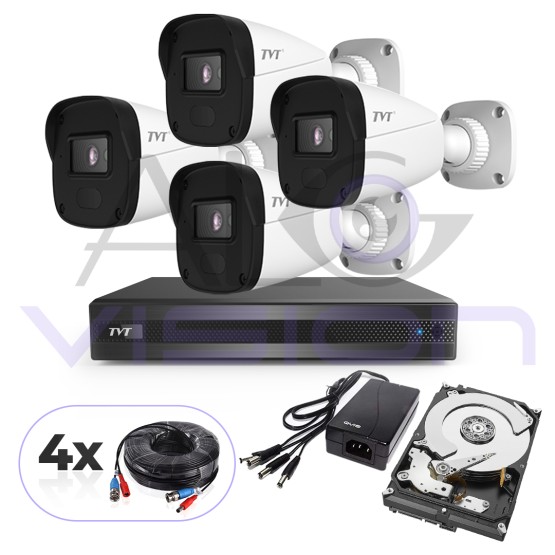 2 Mpix Пълен Комплект За Видеонаблюдение С 4 Бр. Външни Камери И DVR TVT