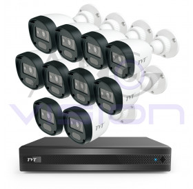 Комплект с 10 FULL-HD IR камери за външен монтаж и хибриден DVR TVT