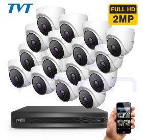 Комплект с 16 FULL-HD IR камери за вътрешен монтаж и хибриден DVR TVT
