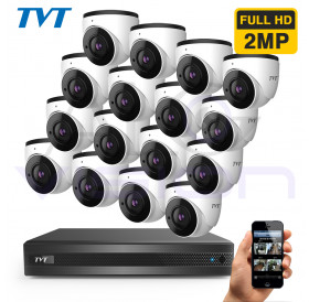 16 камери 2MP 2.8mm FULL HD - комплект за видеонаблюдение TVT