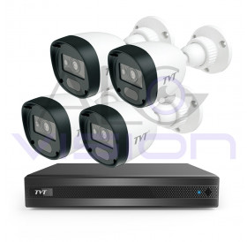 Комплект с 4 FULL-HD IR камери за външен монтаж и хибриден DVR TVT