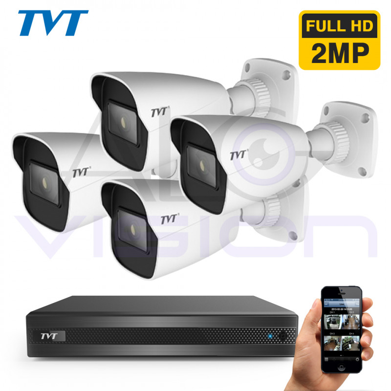 2 Mpix система - 4 FULL-HD камери 2.8mm, 30м.IR и 4 канален DVR TVT