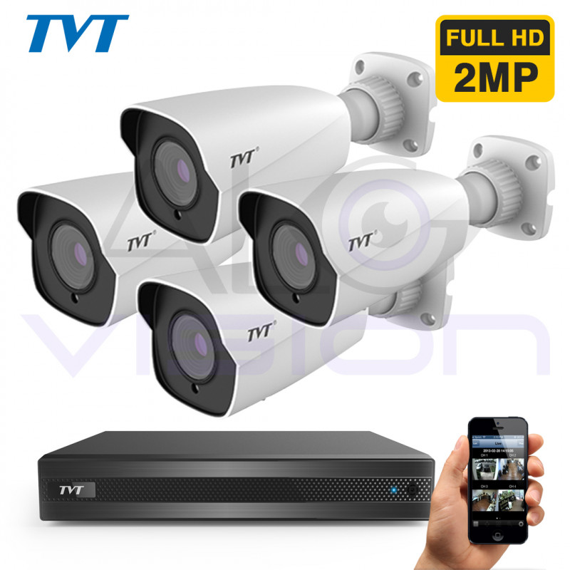 4 камери 2MP 50M. IR - професионална система за видеонаблюдение TVT