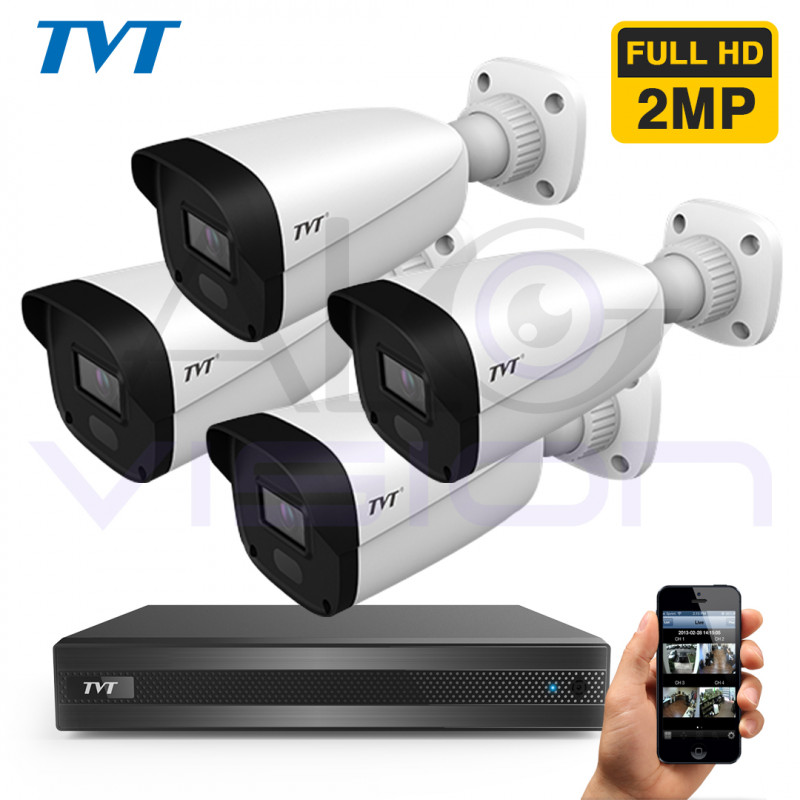 4 камери с 50м. нощно виждане в комплект с 4 канален DVR TVT