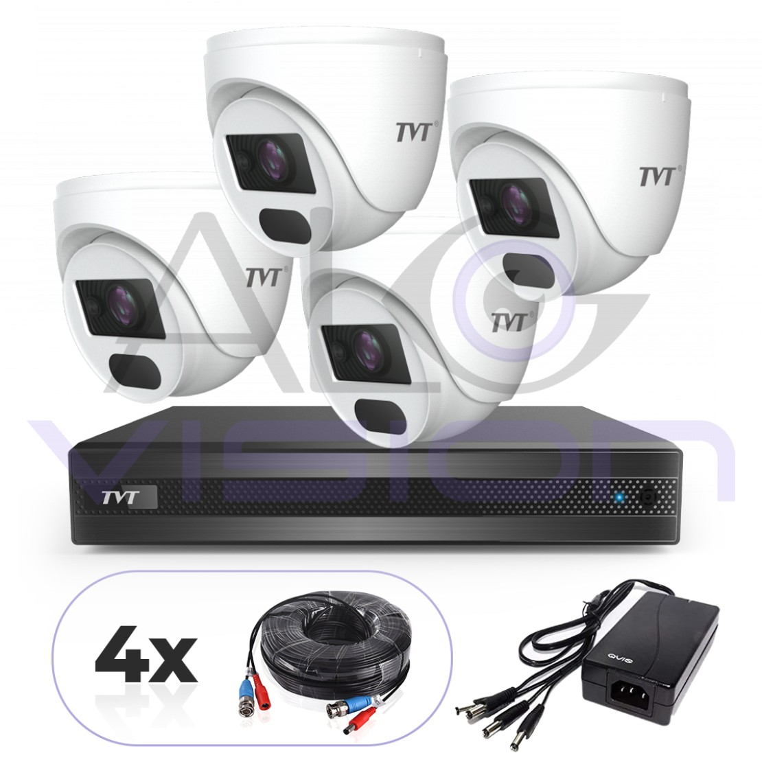 Готов Комплект С 4 FULLHD IR Камери За Външен Монтаж И Хибриден DVR TVT