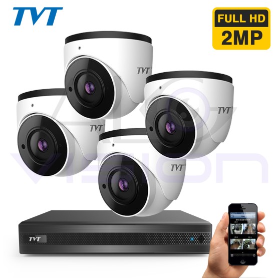 4 камери 2MP 2.8mm FULL HD - комплект за видеонаблюдение TVT