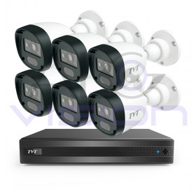 Комплект с 6 FULL-HD IR камери за външен монтаж и хибриден DVR TVT