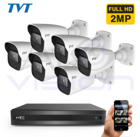 2 Mpix система - 6 FULL-HD камери 2.8mm, 30м.IR и 8 канален DVR TVT