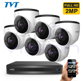 6 камери 2MP 2.8mm FULL HD - комплект за видеонаблюдение TVT