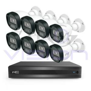 Комплект с 8 FULL-HD IR Камери За Външен Монтаж И Хибриден DVR 2Mp TVT