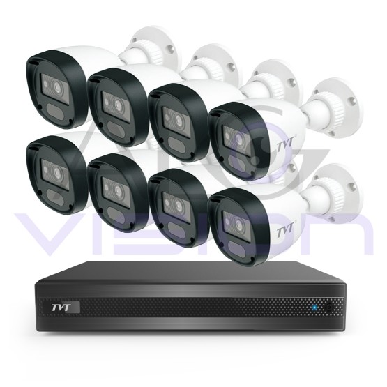 Комплект с 8 FULL-HD IR камери за външен монтаж и хибриден DVR TVT