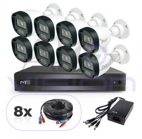 Готова Система С 8 FULL-HD IR Камери За Външен Монтаж И Хибриден DVR TVT