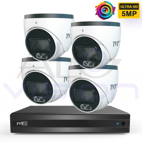 5MP FULL COLOR Система За Видеонаблюдение С Куполни Камери и Цветно Нощно Виждане 4CH