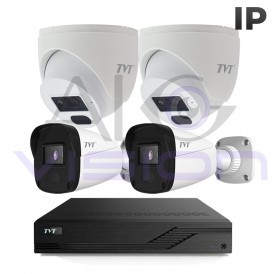IP 2MPX Система За Видеонаблюдение С 2 Булет И 2 Куполни Камери TVT