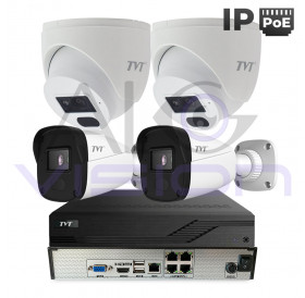 IP PoE 2MPX Система За Видеонаблюдение С 2 Булет И 2 Куполни Камери TVT