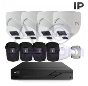 IP 2MPX Система За Видеонаблюдение С 4 Булет И 4 Куполни Камери TVT