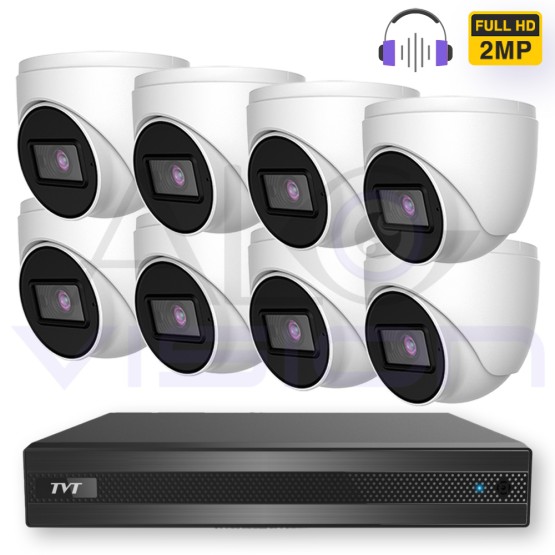 Комплект за Видеонаблюдение С 8 Куполни Камери 2MP и Вграден Микрофон и 5MP DVR Penta-Brid 8CH