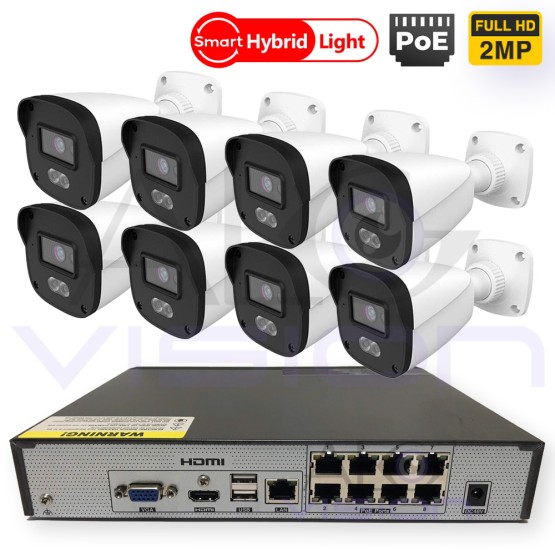 IP POE 2MPX FULL COLOR ЦИФРОВА СИСТЕМА ЗА ВИДЕОНАБЛЮДЕНИЕ TVT 8CH