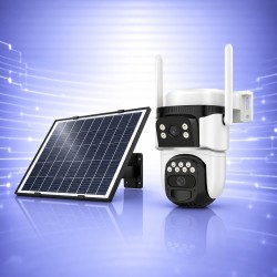 WiFi Безжична Управляема IP Камера със Соларен Панел 3Mp, Два Обектива и Dual Light 30м.