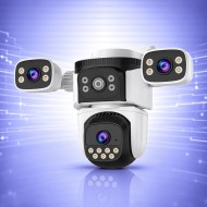 WiFi Безжична Управляема IP Камера 3Mp, Три Обектива, Dual Light 30м.
